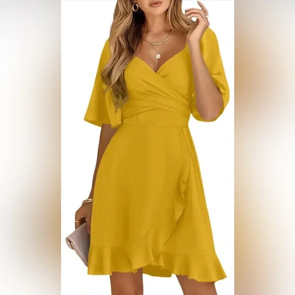 NWT Elastic Waist Tiered Belted Ruffle Hem Mini Dress, MULTI COLORS AVAILABLE